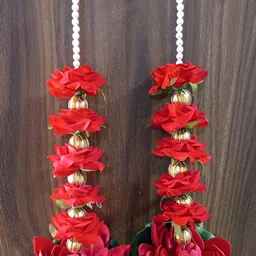 Nutts 2Pcs Red & Green Velvet Lotus Hanging Garlands-10