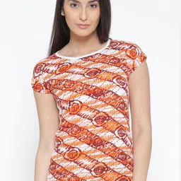 Moda Rapido Women Tie and Dye Printed Pockets Slim Fit T-shirt-image-45