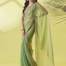 VRAGI Beads and Stones Pure Chiffon Saree-image-44