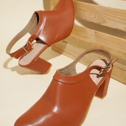Froh Feet Block Mules with Buckles-35