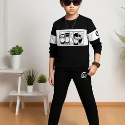 GCYX Boys Black Cotton Blend Clothing Set-picture-28