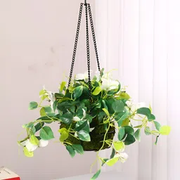 ARICK DECOR White Hanging Artificial Flower With Pot-20