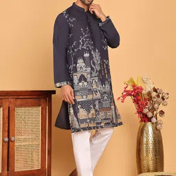 Jompers Men Floral Embroidered Regular Thread Work Kurta with Pyjamas-picture-18