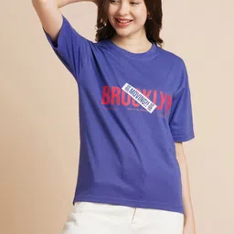 ANJIR Women Typography Printed Pockets T-shirt-image-56