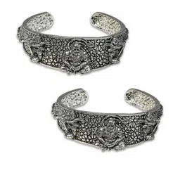 Uniqon Set of 2 Men Hanuman Ji 5 Mukhi Face Half Kada Bracelet-image-2
