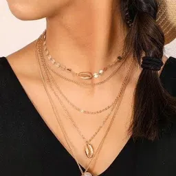 Bareilyy 5 Layered Cowrie Golden Chain-77