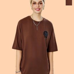 Metronaut Women Pack of 2 Typography Printed Round Neck Cotton Oversized T-shirts-image-51