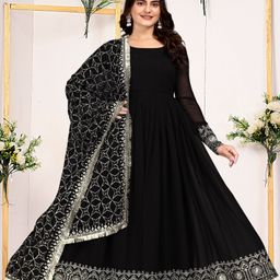 GRISHU COLLECTION Floral Embroidered Aari Work Georgette Kurta & Trouser & Dupatta-image-39