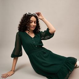 The Roadster Lifestyle Co Women Self Design Fit & Flare Knee Length Dress-picture-15