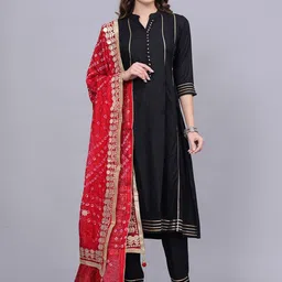 OH MI DIOS Women Ethnic Motifs A-Line Kurta with Trousers & Dupatta-55