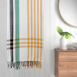 Myntra Elegant Homes White & Black 2 Pieces Striped Cotton 225 GSM Bath Towel-27
