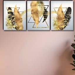 Myntra Elegant Homes White & Gold-Toned 3 Pieces Wing Wall Art-image-80