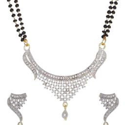 JD World Silver-Plated Artificial Stones Studded And Beaded Mangalsutra-image-69