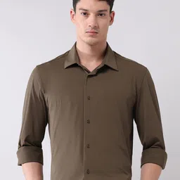 AD By Arvind Men Regular Fit Solid Spread Collar Casual Shirt-image-34
