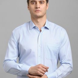 Louis Philippe Men Classic Regular Fit Spread Collar Vertical Striped Cotton Formal Shirt-picture-35