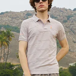 Campus Sutra Men Self Design Polo Collar Cotton T-shirt-picture-23