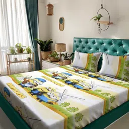 KLOTTHE Yellow King Cotton Bedsheets-17