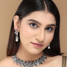 Anouk Silver-Plated Copper Artificial Stones & Beads Jewellery Set-image-84