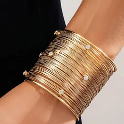 RAPPERSSHOP Women Cubic Zirconia Gold-Plated Cubic Zirconia Bracelet-image-22