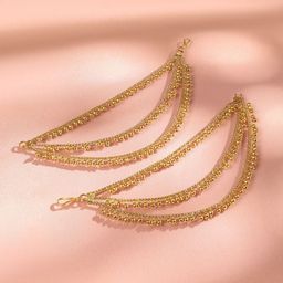 Rubans 22K Gold Plated Multi Layer Beaded Ear Chain Pair Traditional Ethnic Jewelry-image-72
