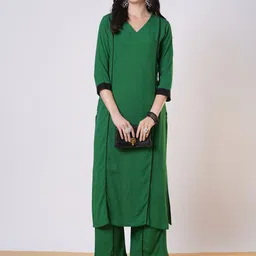 GoSriKi V-Neck A-Line Kurta With Palazzos-picture-2