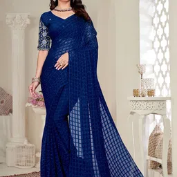 Dori Embellished Checked Saree with Embroidered Blouse-picture-27