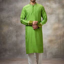Rivaar By Rocky Star Mandarin Collar Kurta With Pyjamas-image-93