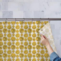 ArtzFolio Yellow & White Printed Water Proof Shower Curtain-image-102