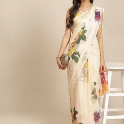 DIVASTRI Floral Poly Chiffon Saree-image-7