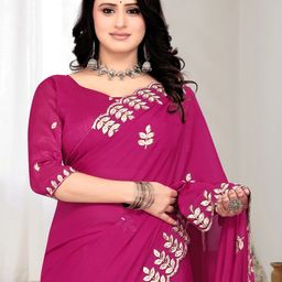 Avirat Designer Studio Embroidered Sequinned Pure Georgette Banarasi Saree-picture-47