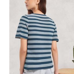 MACK JONNEY Women Striped Round Neck Cotton T-shirt-picture-7
