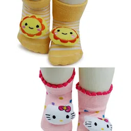 NESKA MODA Kids-Unisex Set Of 2 Ankle Length Cotton Socks-59