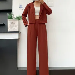Stem Rope Notched Lapel Coat With Trousers Co-Ords Set-image-87