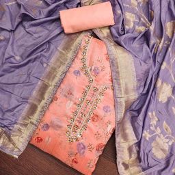 KALINI Printed Organza Unstitched Dress Material-image-50