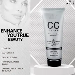 A.D.S Color Complexion Instant Glow CC Cream & Sponge Beauty Blender Puff, 60gm Shade-01 image 5