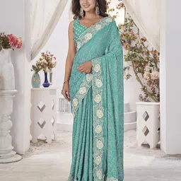 Mitera Embroidered Designer Abstract Printed Saree-image-25