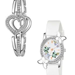 Gopal Shopcart Women Analogue Watch Gift Sets 328 WH FosilGRE SLV Heart B-image-59
