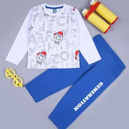 V-Mart Boys Typography Printed Round Neck Pure Cotton Top with Trousers-image-15