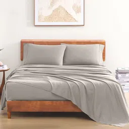LANE LINEN Silver-Toned 144 TC Single Bedsheet with 1 Pillow Covers-image-34