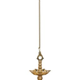 Exotic India Gold Toned Roof Hanging Seven Wick Brass Lamp-image-26