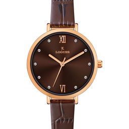 L LOGUES Women Brass Dial & Leather Straps Analogue Watch L E-685 WL-04-image-65