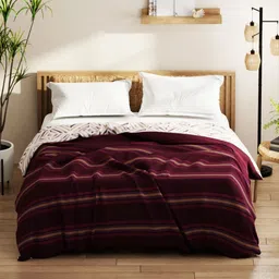 KOPA Maroon & Beige Striped Microfiber AC Room 150 GSM Double Bed Comforter-image-50