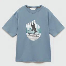 Mango Kids Boys Pure Cotton Graphic Printed Drop-Shoulder Sleeves T-shirt-image-51