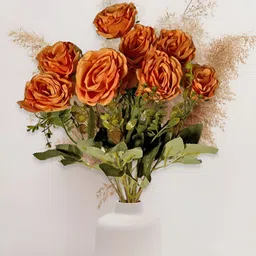 ARTSY Orange And Green Rose Artificial Flower-image-6