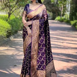 all about you Woven Design Zari Pure Silk Kanjeevaram Saree-image-47