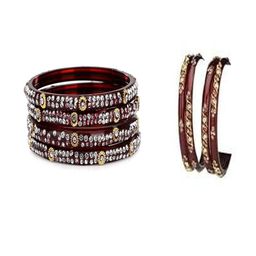 SOMIL Set of 8 Maroon Alloy Bangles-image-75