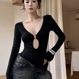 LULU & SKY Self-Designed V Neck Bodysuit-image-46
