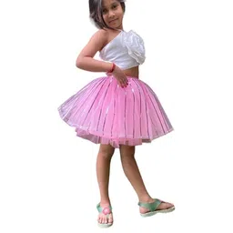 AGLARE Girls Striped Mini Net Flared Skirt-image-75