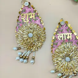 THE HOME CO. Purple & White Set Of 2 Purple & White Shubh Labh Hanging-94