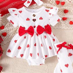 Xsole Girl Heart Self Design Bows Fit & Flare Dress-image-21